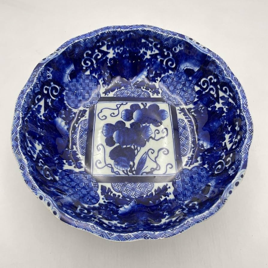 ☆匿名配送☆アンティーク 骨董 陶器 焼物 藍色の大鉢 ☆匿名配送