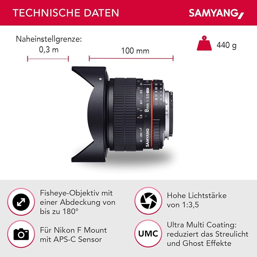 Amazon.com : Samyang 8 mm F3.5 Fisheye Manual Focus Lens for Nikon
