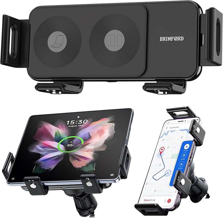 Amazon.co.jp: BRIMFORD 車載ワイヤレス充電器 自動開閉 90度回転 車載