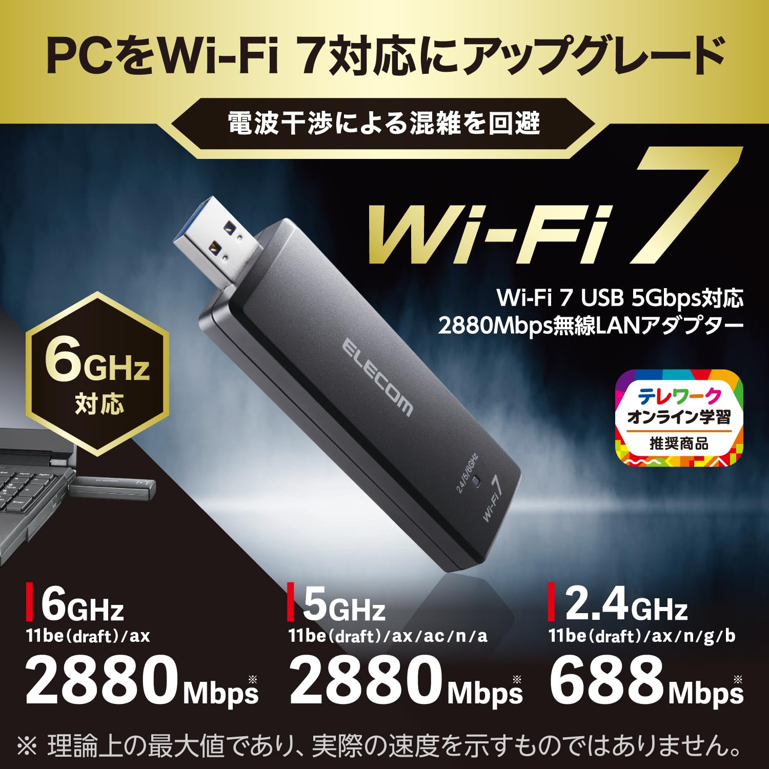 Amazon.co.jp: ELECOM Wi-Fi7 Wireless LAN Adapter 2880 + 2880 +