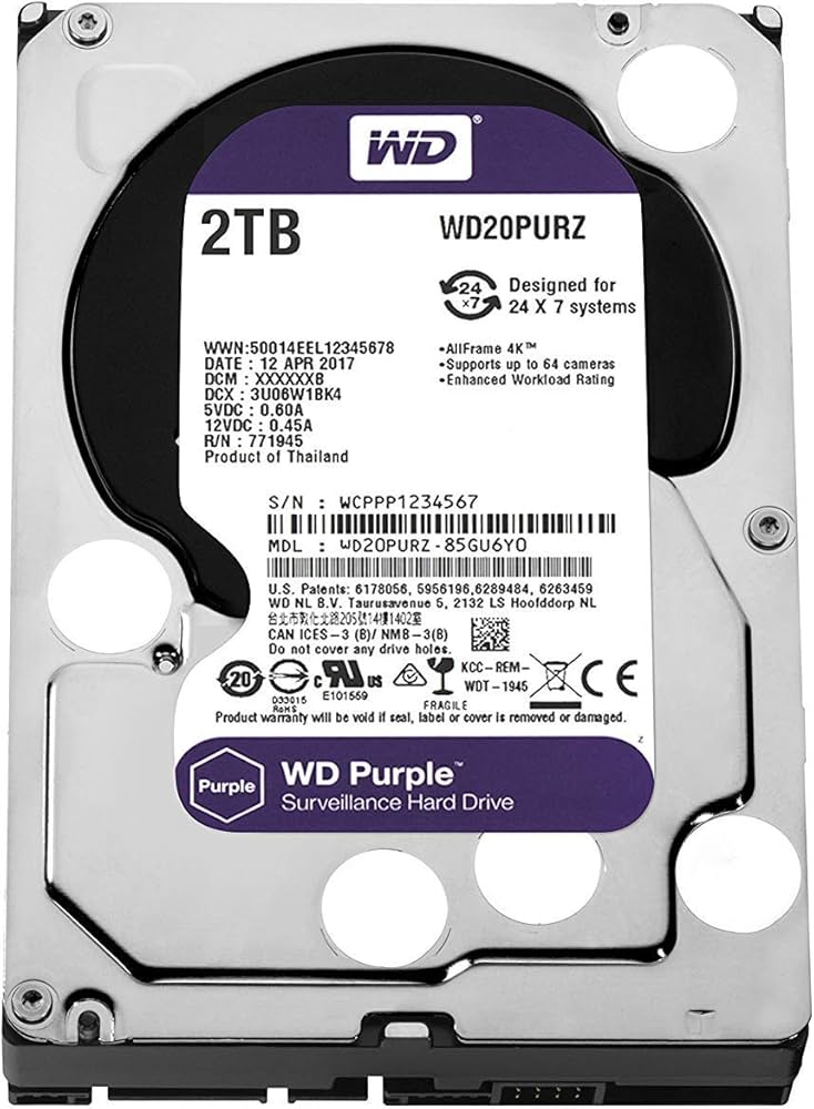 Amazon.com: WD Purple 2TB Surveillance Hard Disk Drive - 5400 RPM
