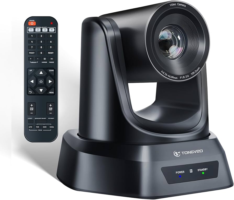 10x Zoom HDMI PTZ Camera, TONGVEO Full HD 1080P 60fps USB3.0 HDMI