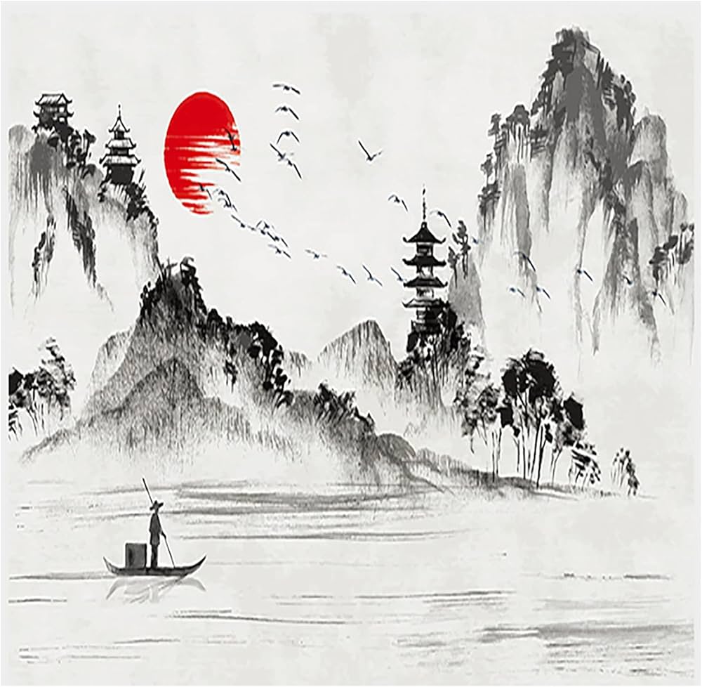 Amazon | Tuyifa 新しいシルクの壁紙 新しい中国の壁画 ミニマリスト