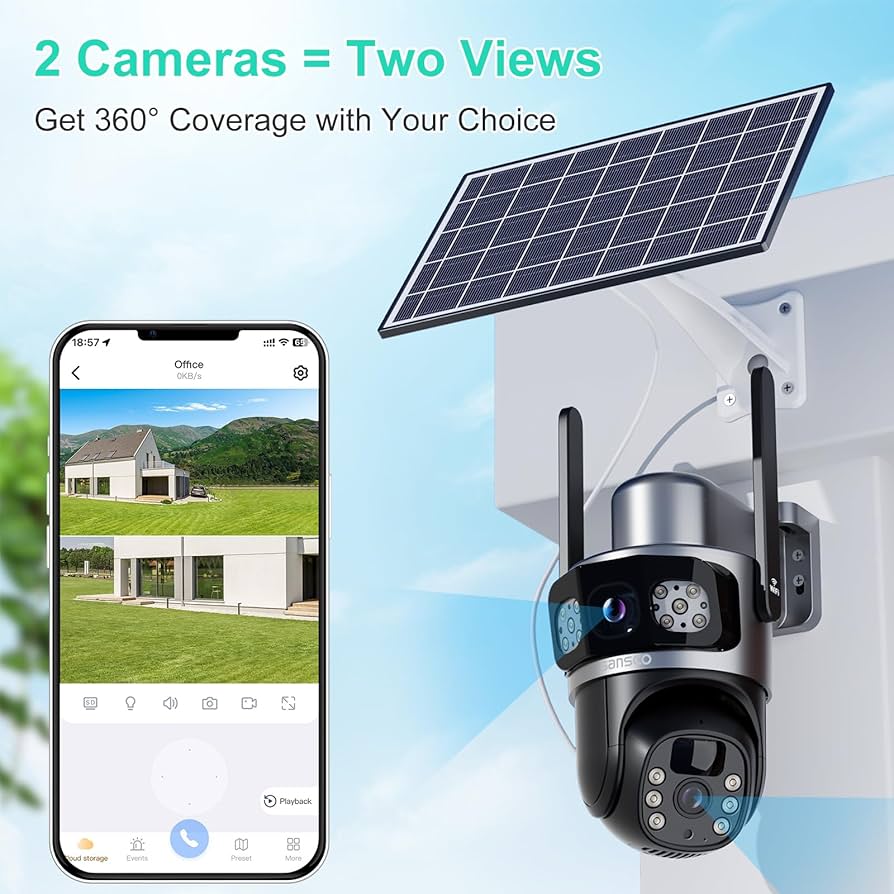 Amazon.com : SANSCO Dual Lens PTZ Solar Camera Wireless Outdoor