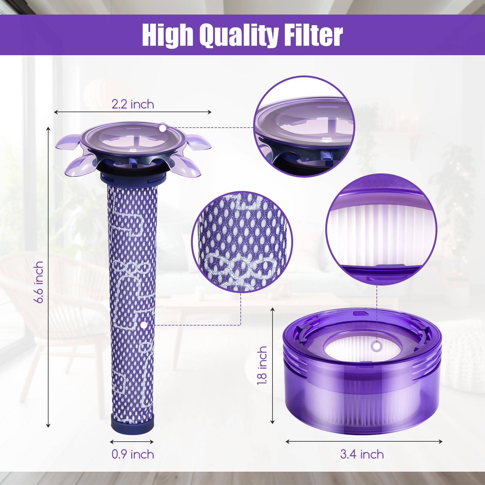 Amazon.com - 4 Pack V8 Vacuum Filter Replacement Kit Compatible