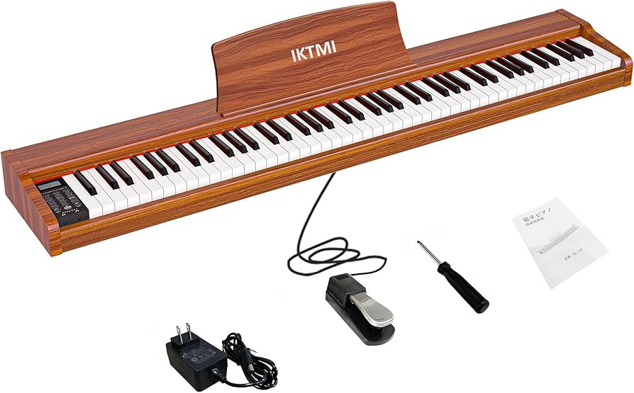 Amazon | IKTMI 電子ピアノ 88鍵盤 ペダル付き 木製 電子 ピアノ 88鍵