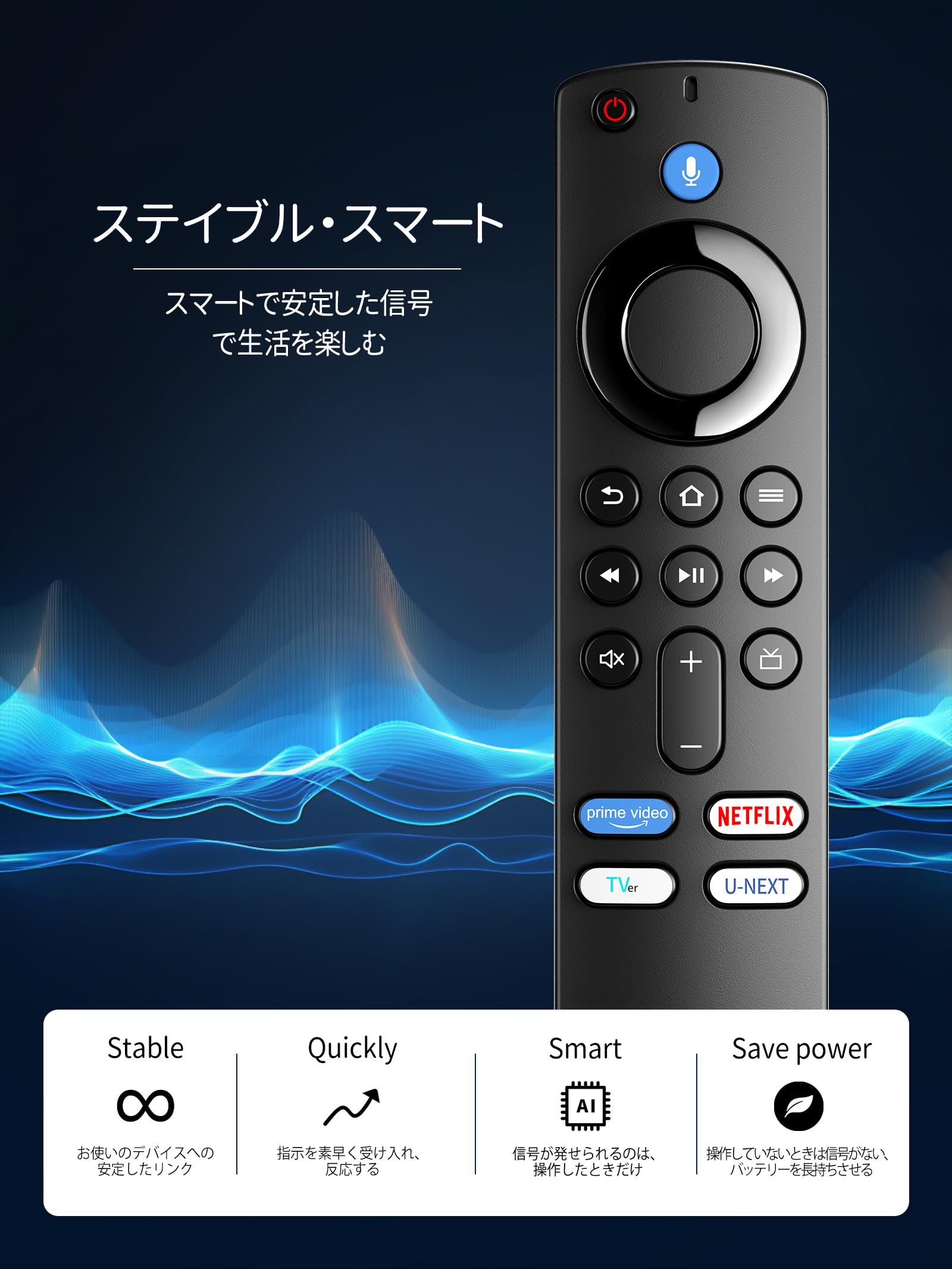 Amazon | テレビリモコン ファイヤーリモコン 音声リモコン U-NEXT
