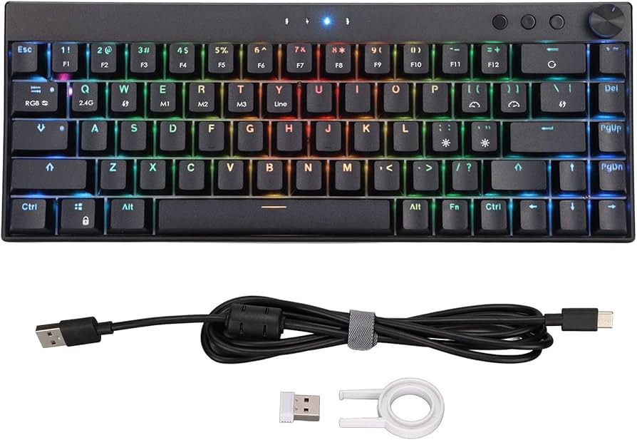 Amazon | メカニカルキーボード 68キー2.4G BT 3.0 BT 5.0 3モードRGB