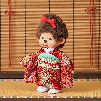 Amazon.co.jp: 久月official オリジナル お着物姿モンチッチ 女の子 赤