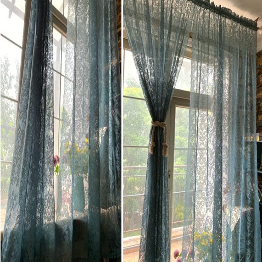 Amazon｜アンティーク風レースカーテン アメリカンカントリー花柄刺繍