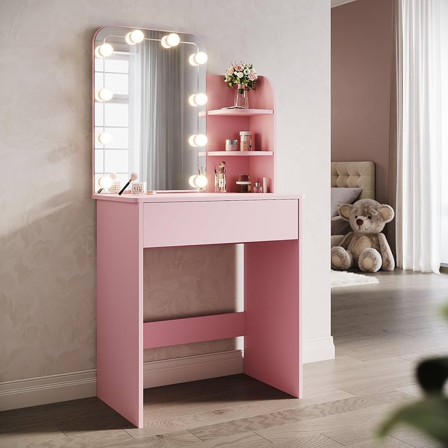 Amazon｜Hoomuway ドレッサー LEDライト付き セット デスク スツール