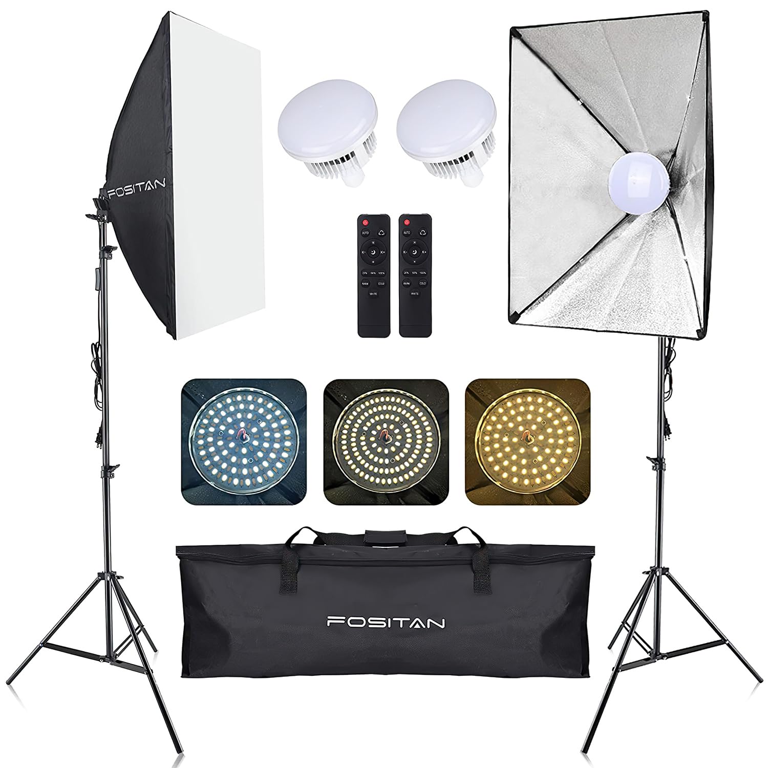 Amazon | 三色LED ソフトボックス FOSITAN 三色 2800K～5700K 白・自然