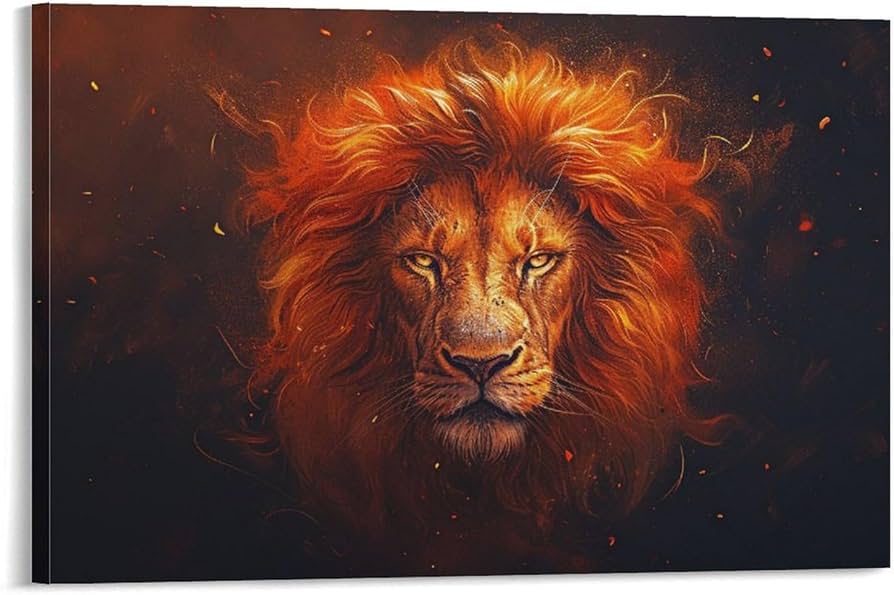 Amazon.co.jp: 絵画 ライオンの視線 アートパネル ポスター 超リアルな