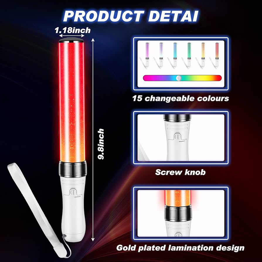 Amazon.com: Lewtemi 1 Pcs K-pop Lightstick LED Glow Sticks 15