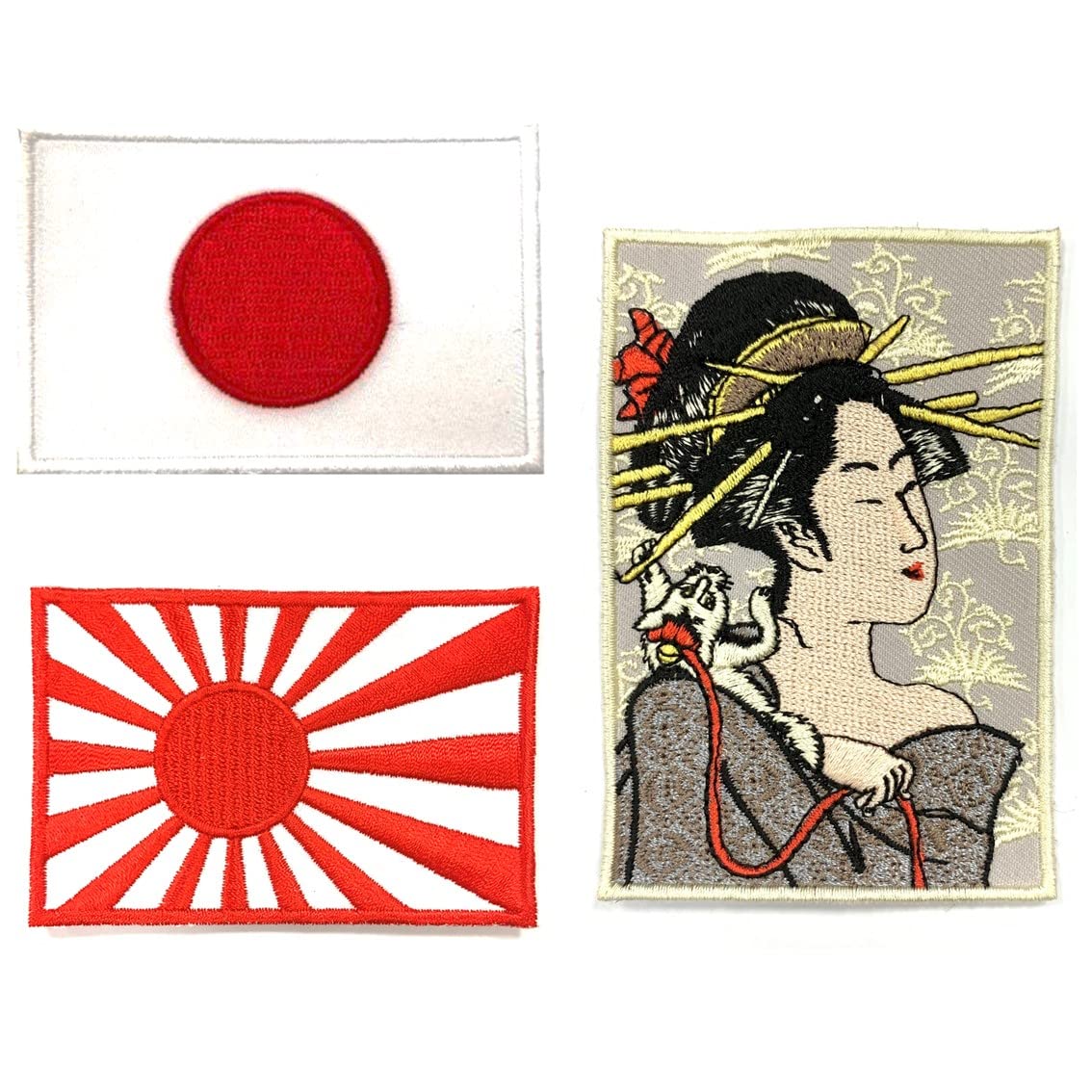 Amazon | A-ONE 【3個セット】 日本 藝妓 浮世絵 パッチ + 日本国旗