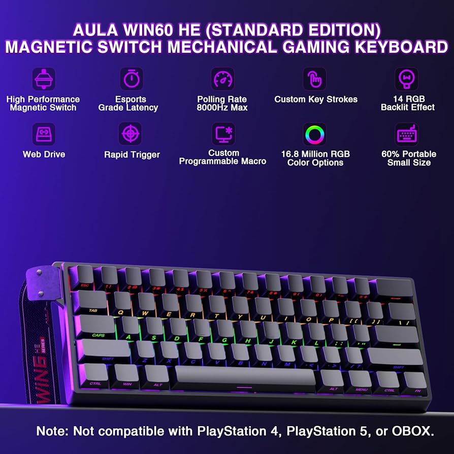 Amazon.com: Aula WIN60 HE - 60% Mechanical Gaming Keyboard Wired