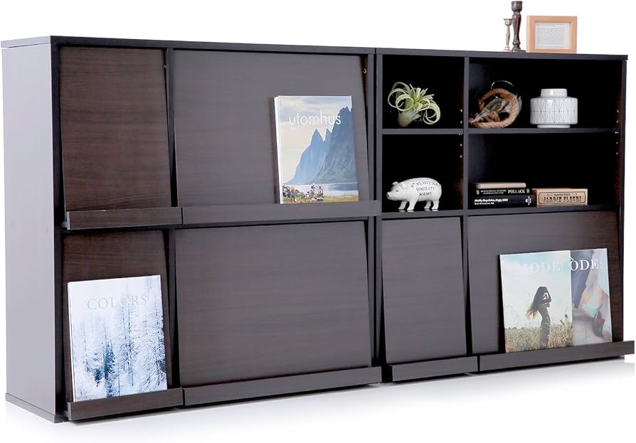 Amazon｜LOWYA ロウヤ ディスプレイラック 本棚 扉付き 収納棚 木製