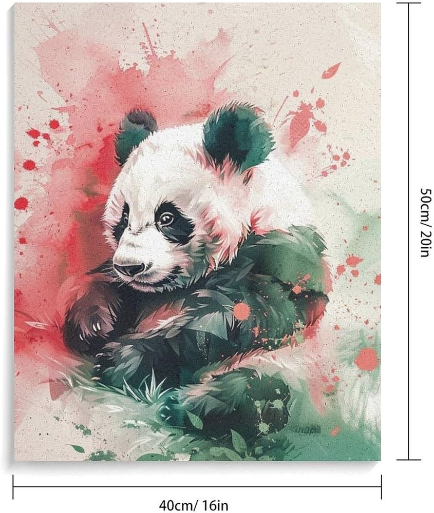 Amazon | 可愛くてお行儀の良いパンダ 数字キットによる絵画 数字油絵