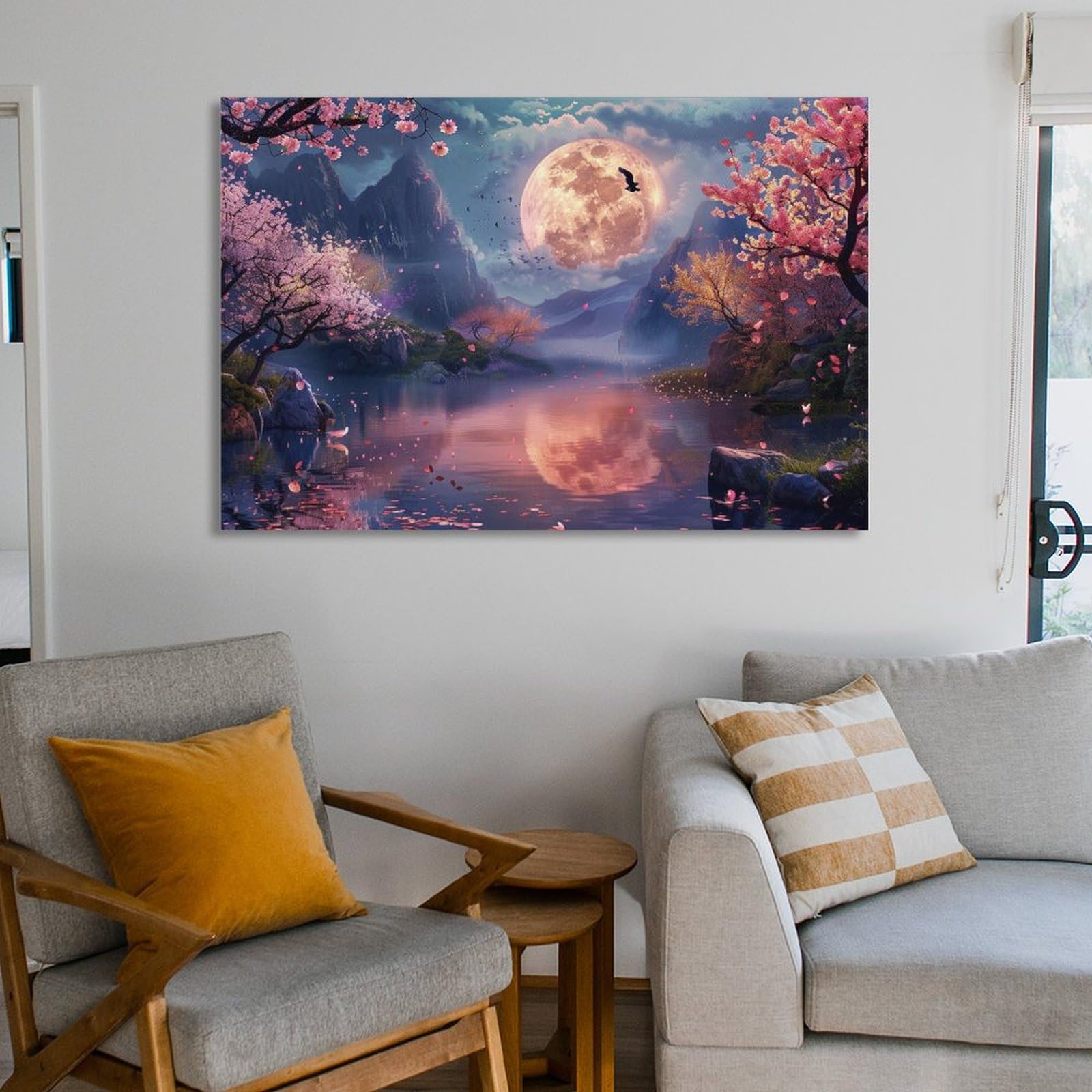 月で眠る」art インテリアデザインアクリル画