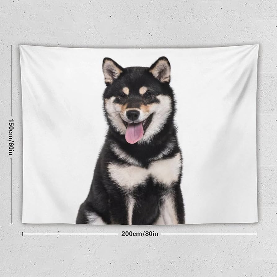 Amazon.co.jp: タペストリー 柴犬 犬柄 黒柴 壁掛け おしゃれ 大判 布