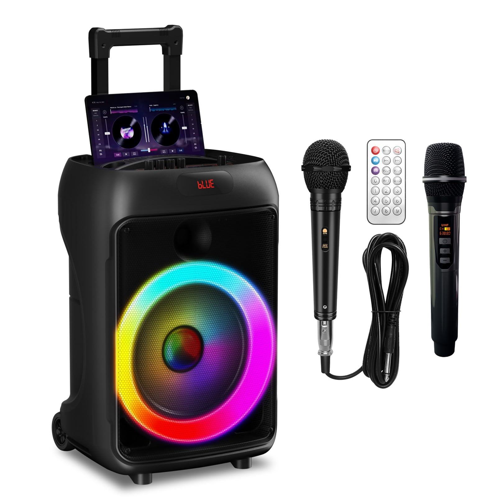 Amazon | ワイヤレスマイク スピーカーセット 拡声器マイク2本付き