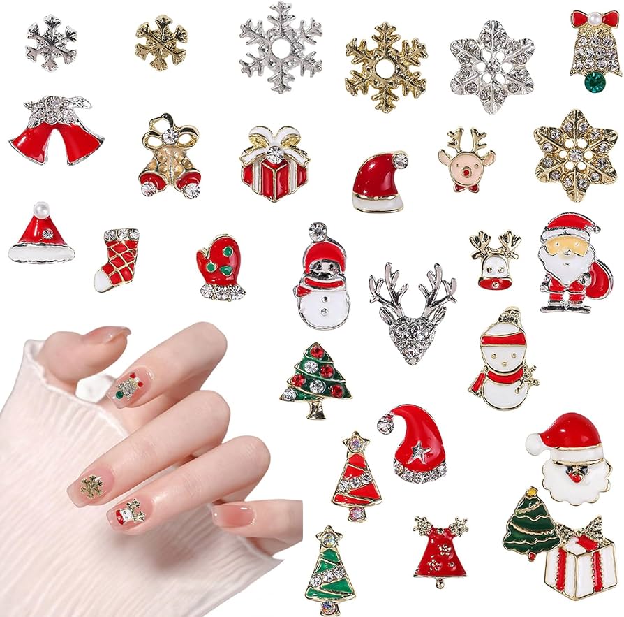 Amazon | クリスマス ネイルパーツ 28個入り 3D 立体 合金 クリスマス
