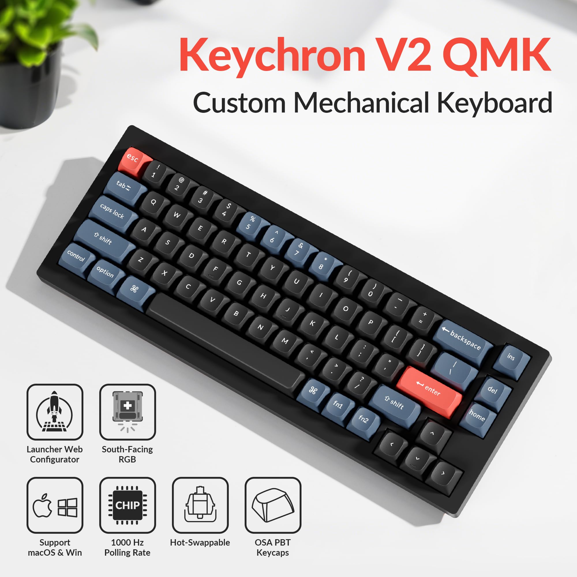 Amazon.com: Keychron V2 Wired Custom Mechanical Keyboard, 65