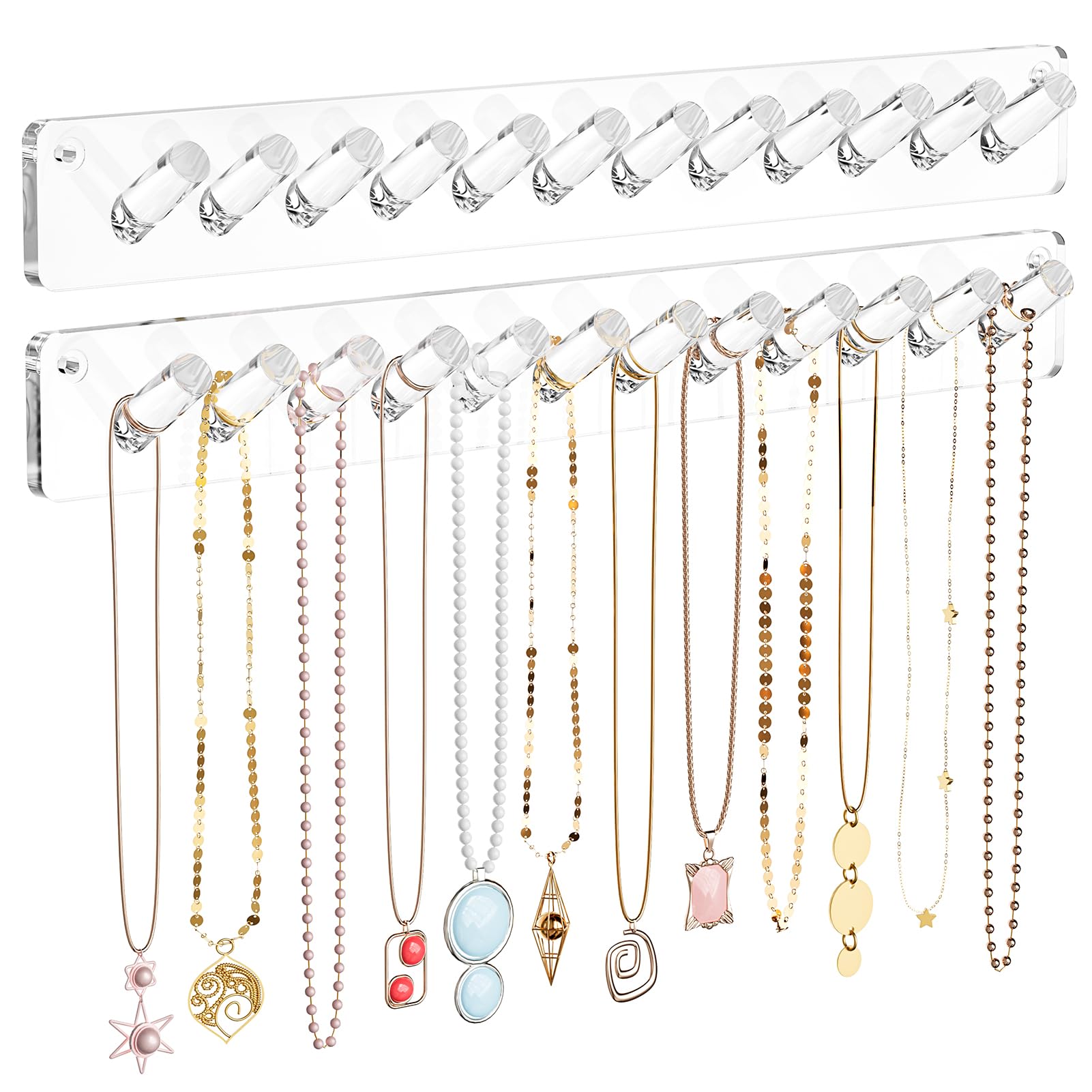 Amazon.com: MaxGear Necklace Holder Wall 2-Pack, Clear Acrylic