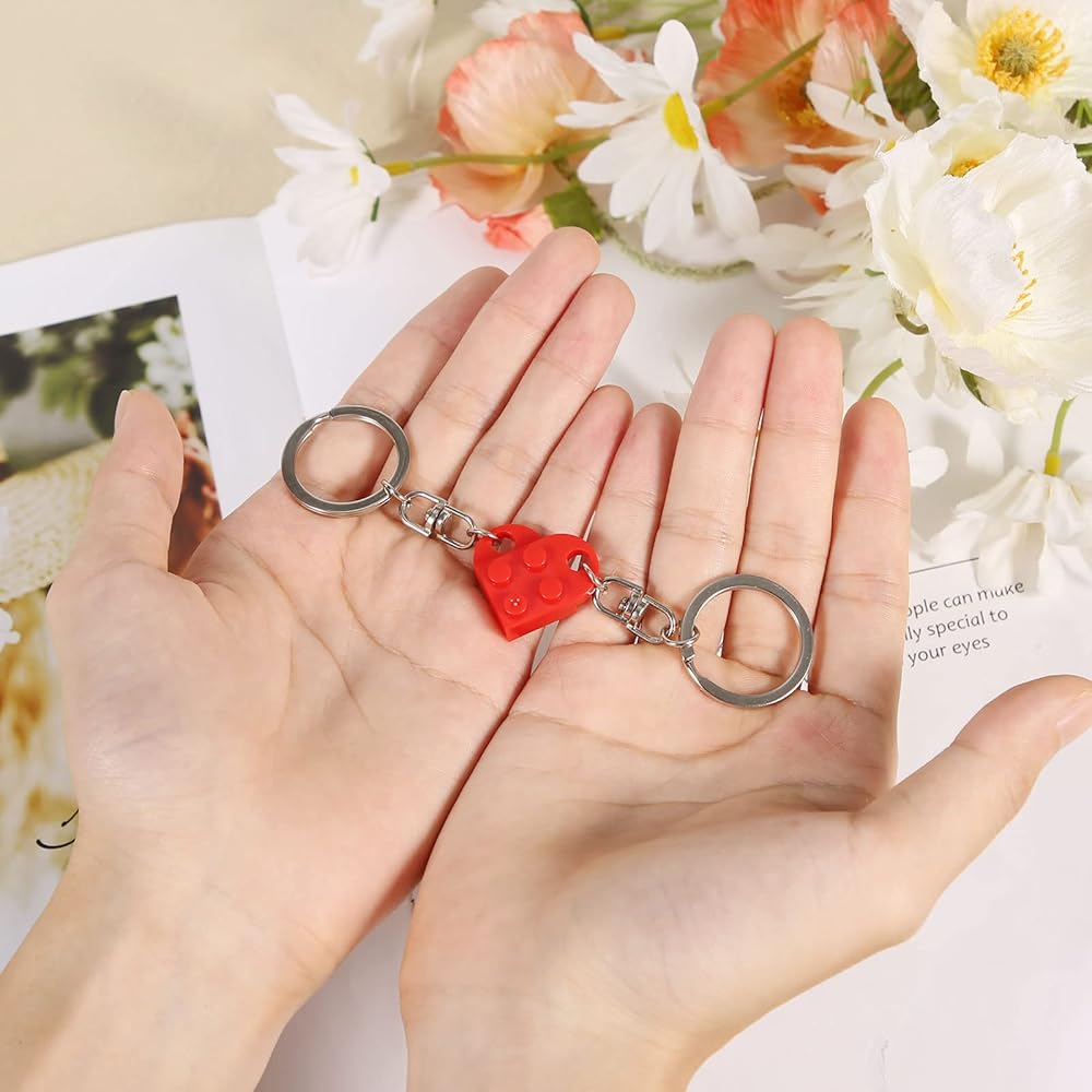 Amazon.com: KINBOM Heart Keychain Set, Red Brick Heart Keychain