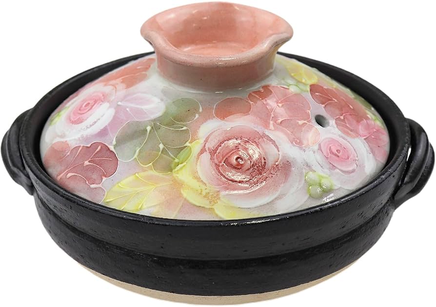 Amazon | 工房ゆずりは 釉彩ローズ 9号土鍋（3人～5人用） 手造り