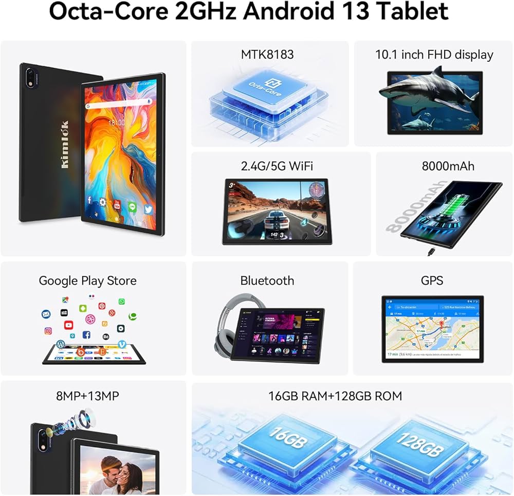 Amazon.co.jp: Android 13 Tablet 2024 Newest 10 inch Octa-Core