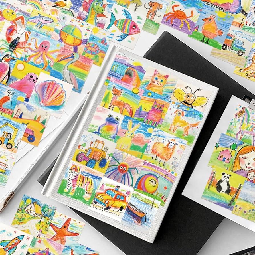 Amazon.co.jp: 子どもの描いた絵 ステッカー 54枚セット PVC 防水