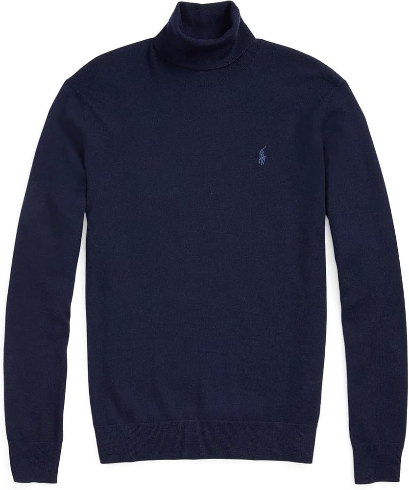 POLO RALPH LAUREN Men's Washable Wool Turtleneck Sweater (Navy, XL