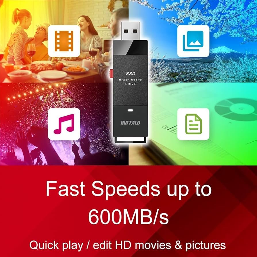Amazon.com: BUFFALO External SSD 2TB - Up to 600MB/s - USB-C - USB