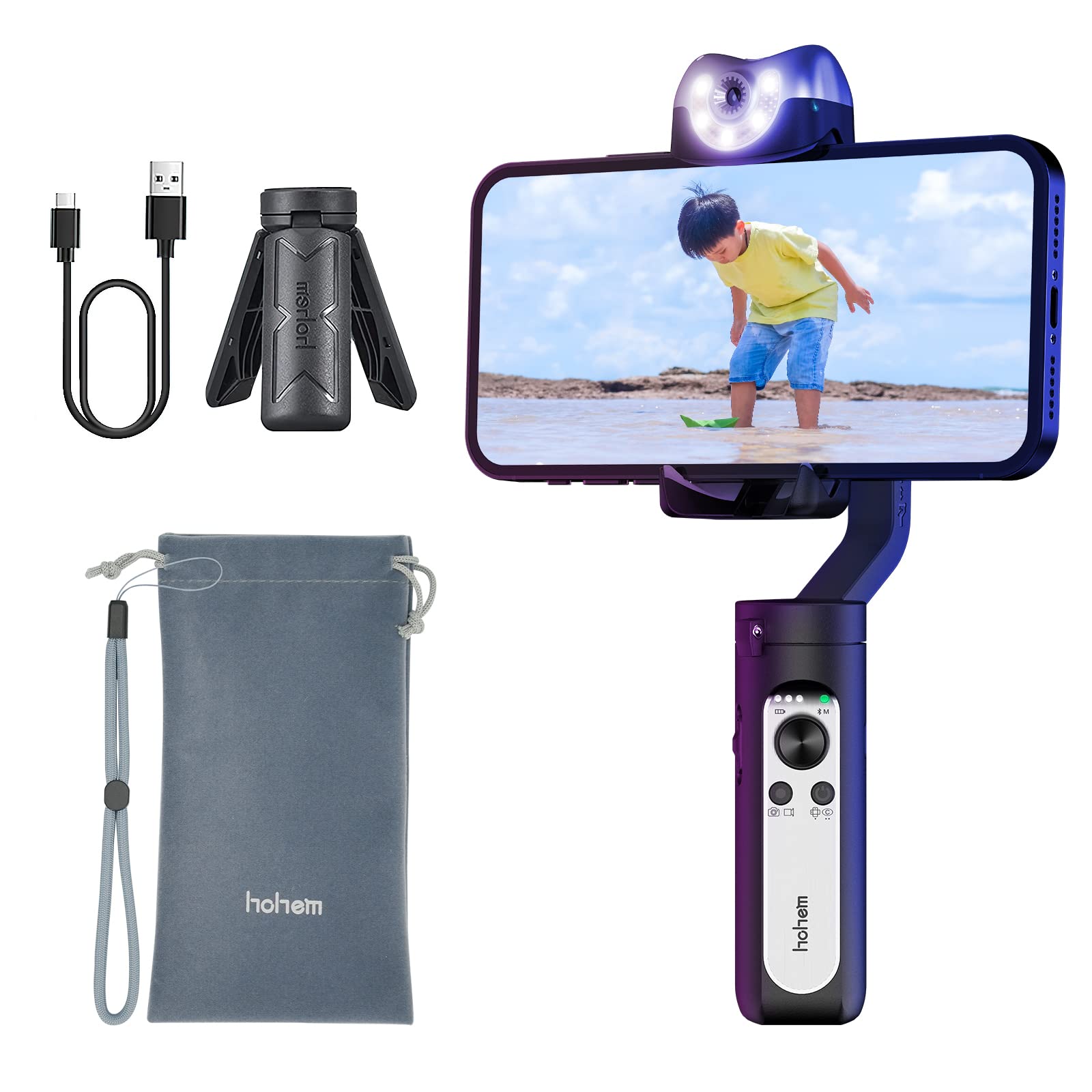 Amazon.co.jp: hohem V2 スマホジンバル 3軸 AI自動追跡 撮影用ライト