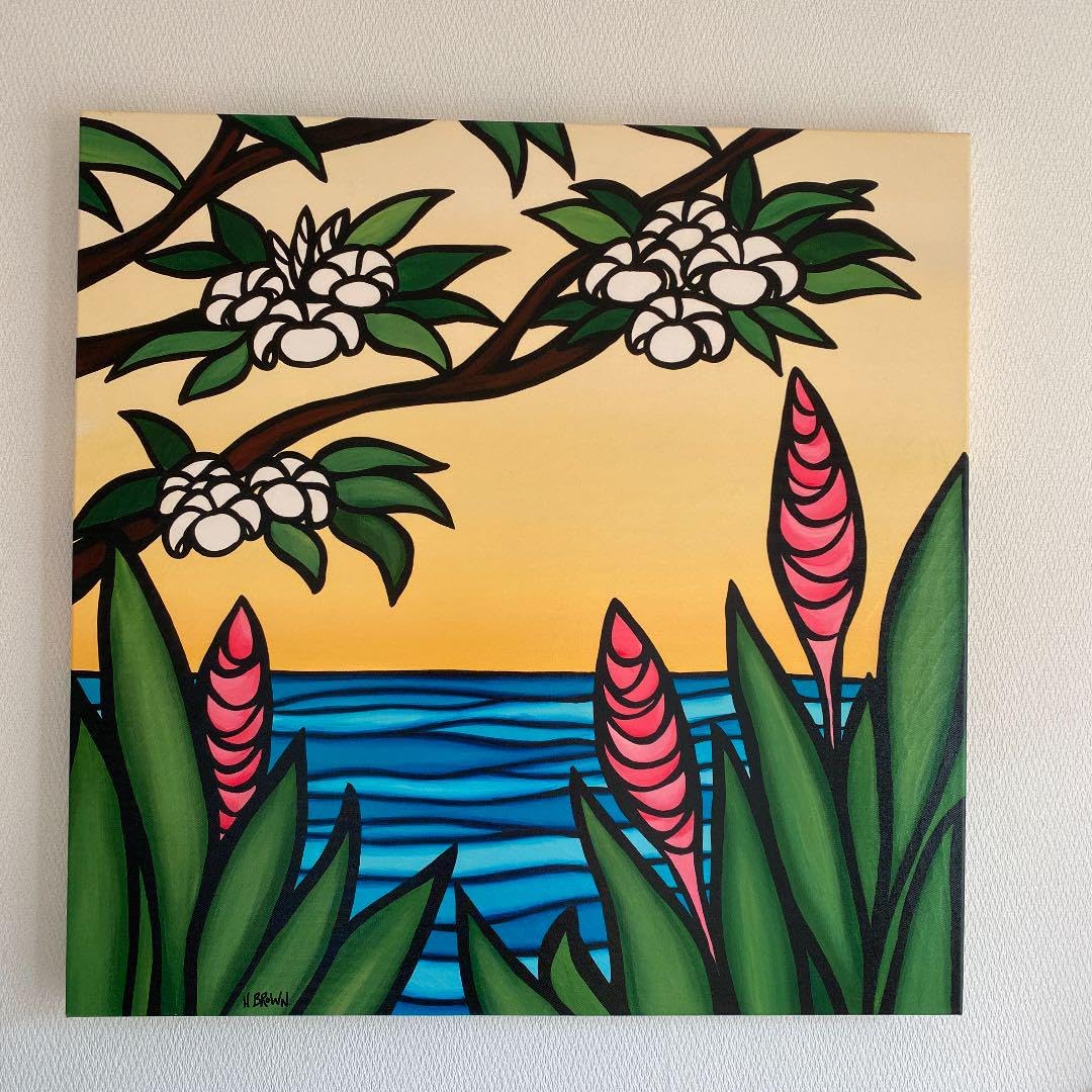 Amazon.co.jp: ヘザーブラウン ジクレー ピンクジンジャー 絵画 ハワイ