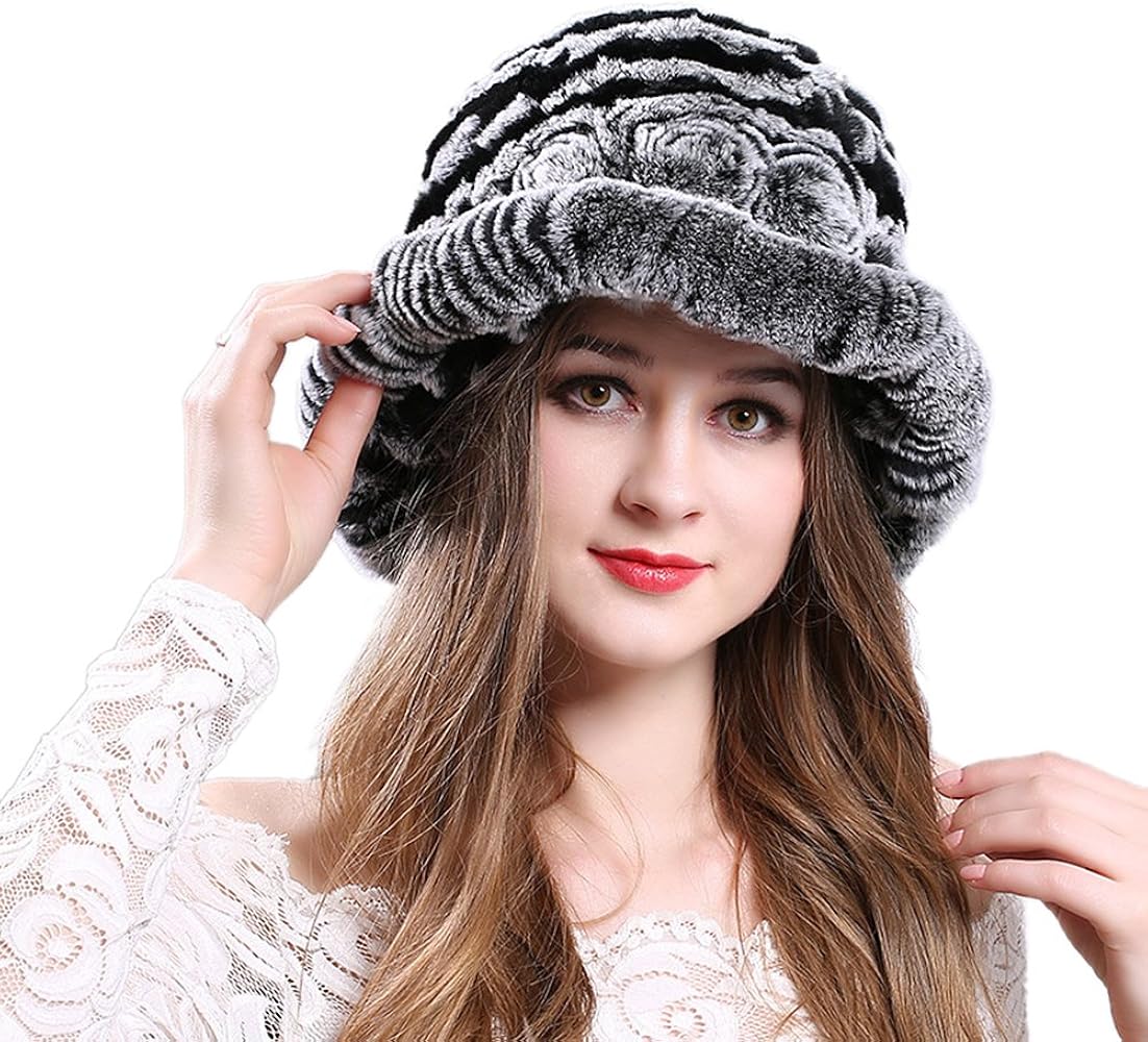 Amazon | [ANMIDA] リアルファー ハット ラビットファー 帽子 ニット