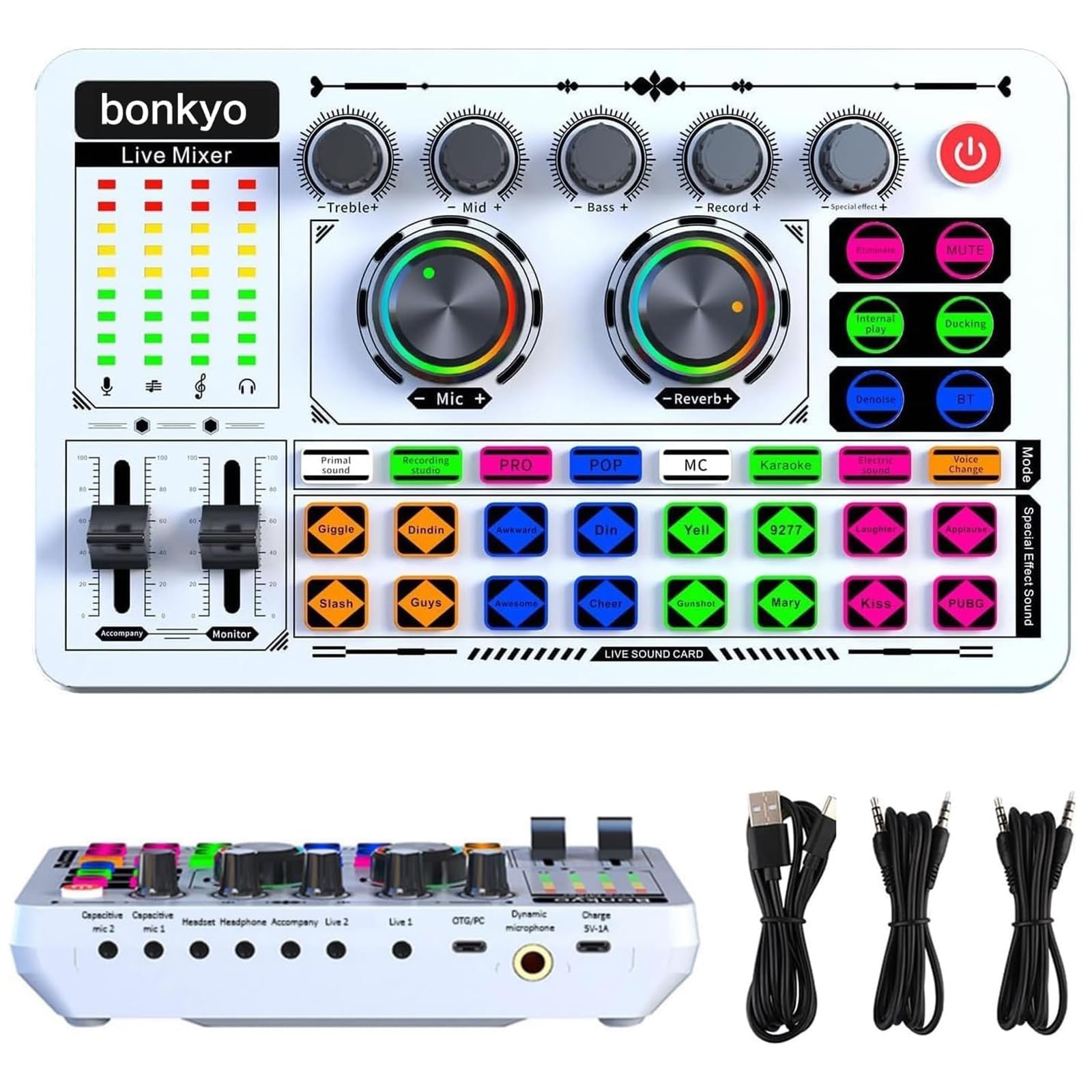 Amazon.com: Bonkyo F999 White Live Streaming Sound Card