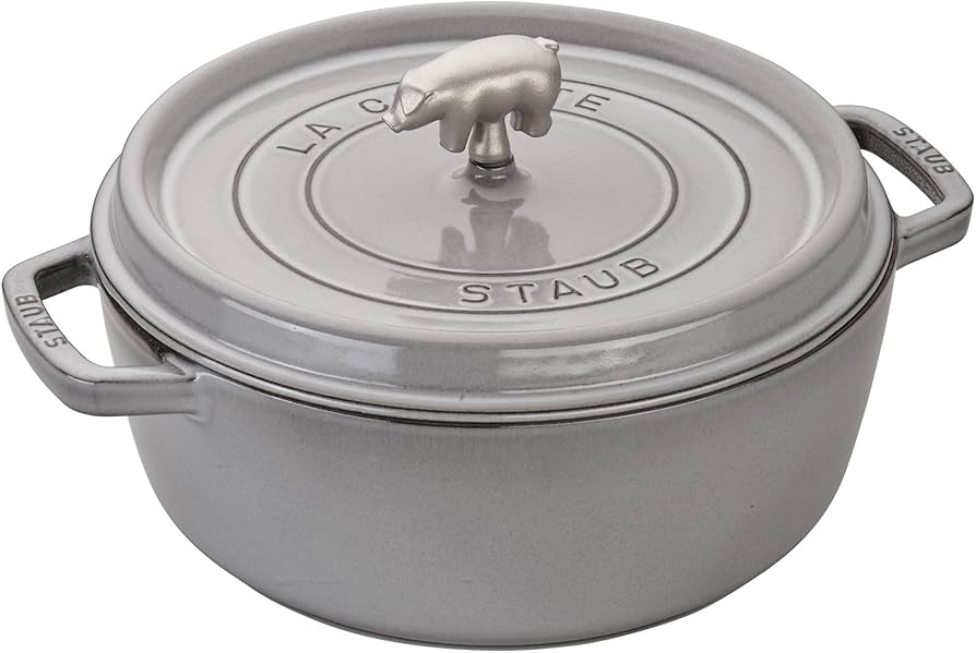Amazon.com: Staub Cast Iron 6-qt Cochon Shallow Wide Round Cocotte