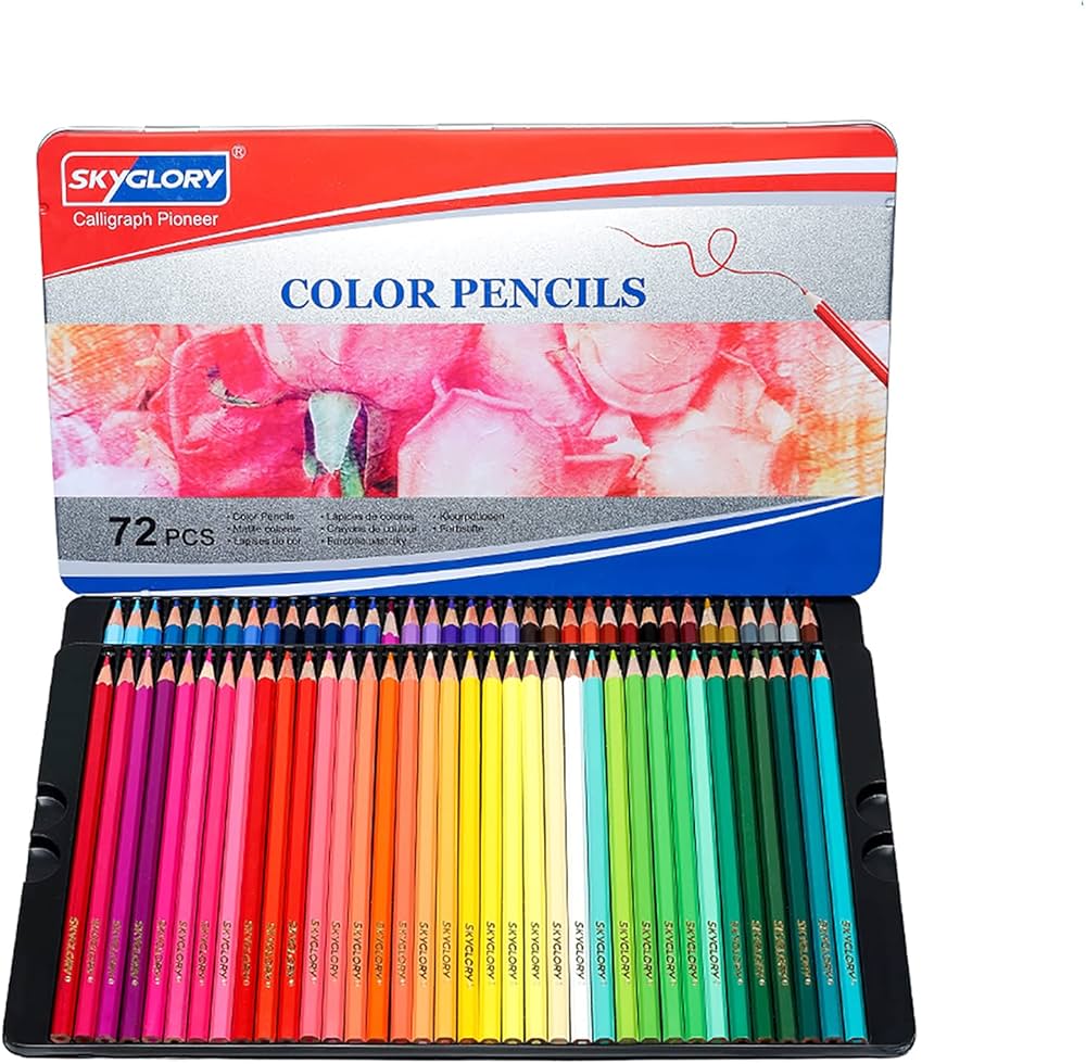 Amazon | SKYGLORY 72色鉛筆セット金属製保管ケース付きの先鋭化された