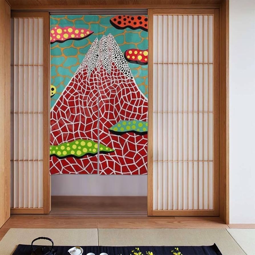 Amazon｜草間彌生 のれん おしゃれ ロング丈 86*143cm 暖簾 間仕切り