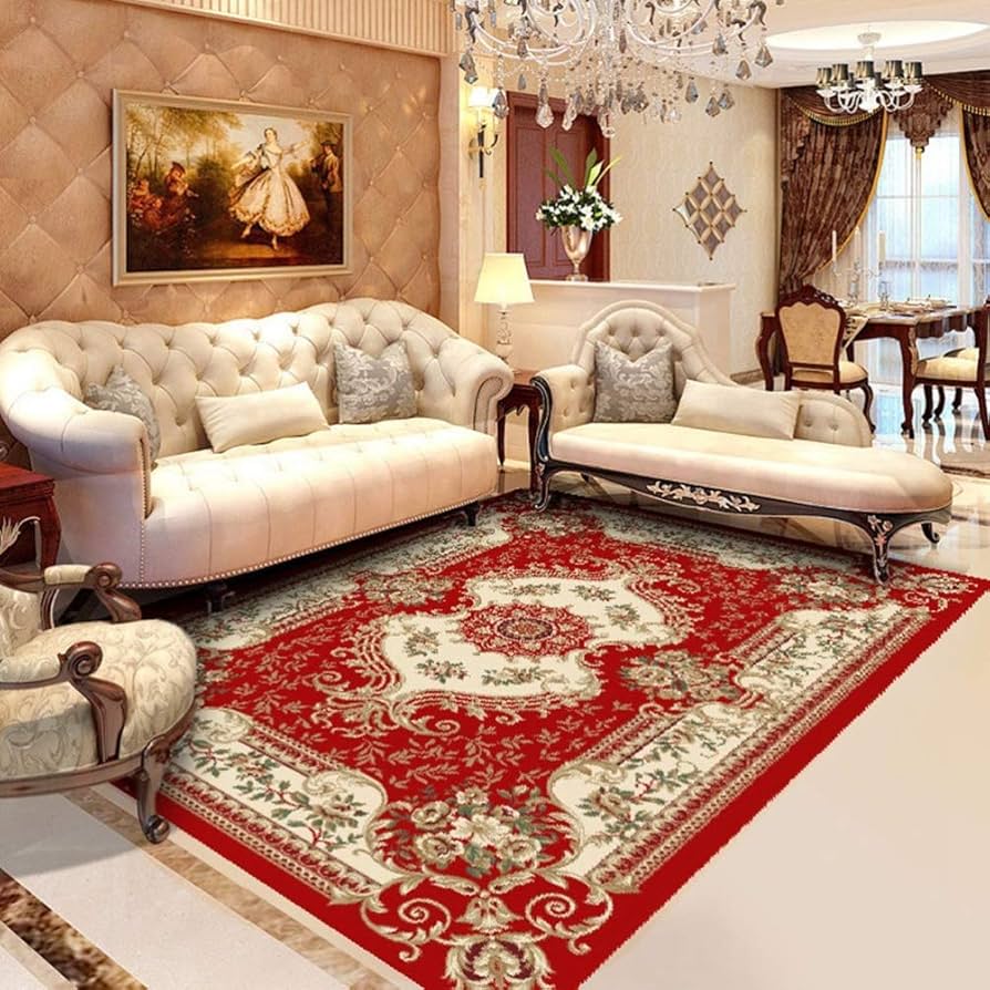 Amazon｜ペルシャ風 ラグ 赤 レッド 豪華 花 模様 ヨーロピアン風