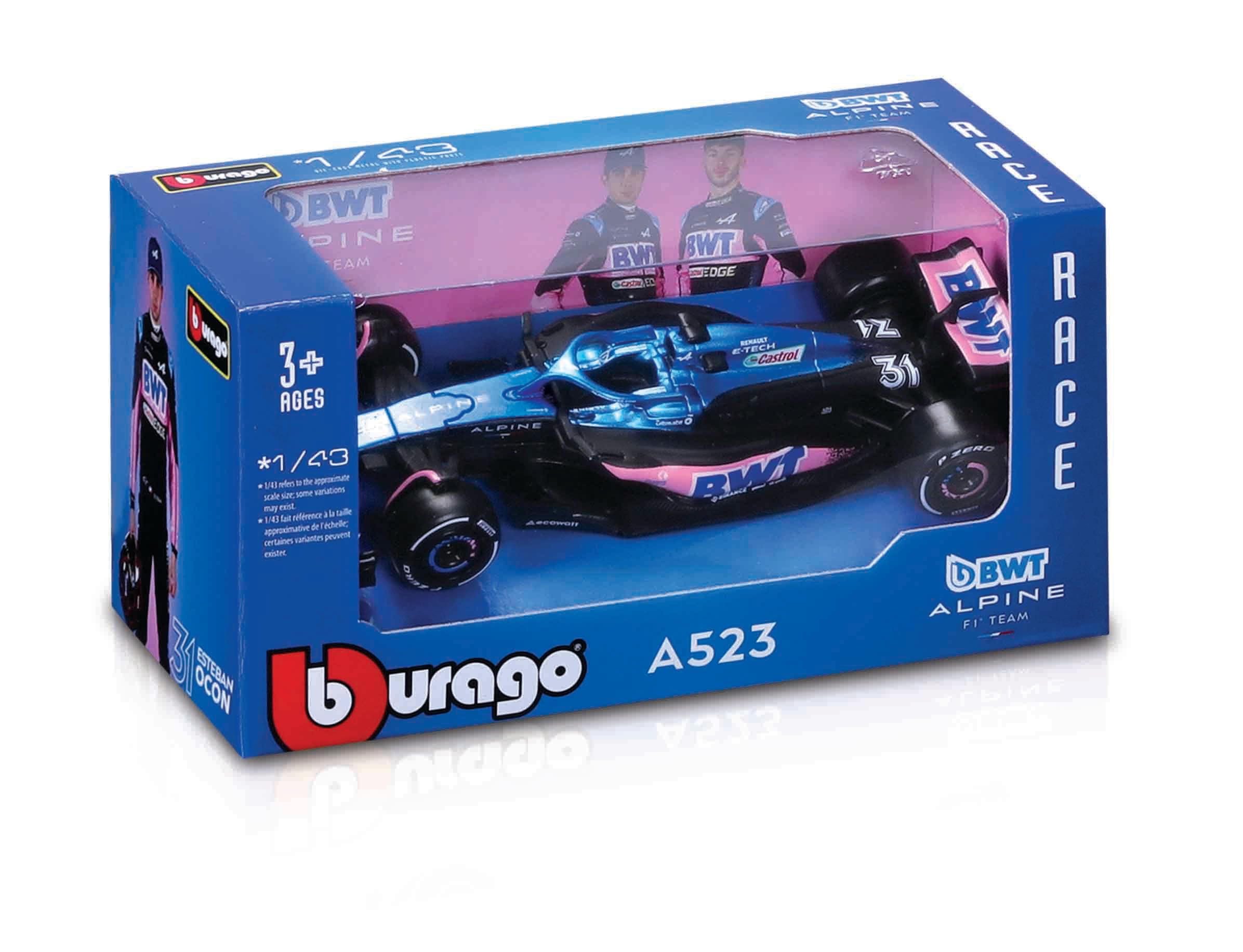 Amazon.com: Bburago 1:43 Race BWT Alpine F1 Team A523 (2023) w