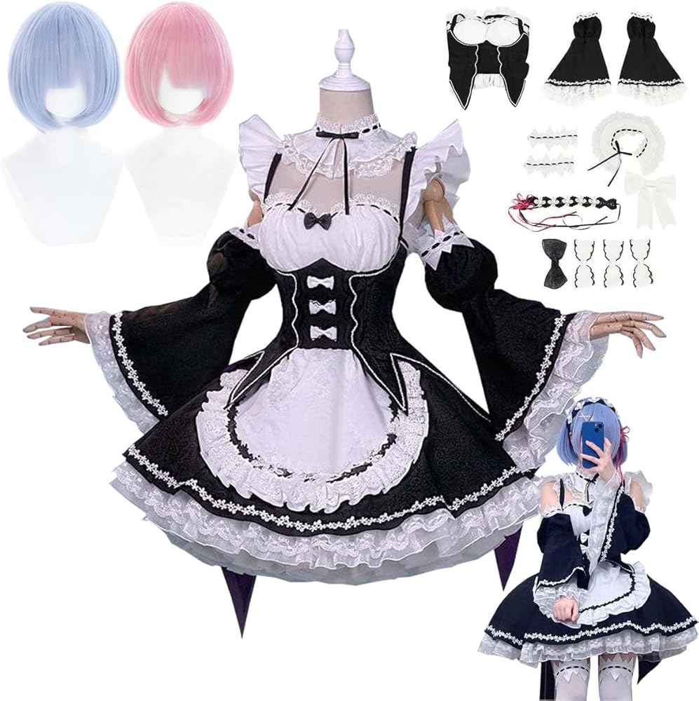 Amazon.co.jp: [秋ない中] レム ラム コスプレ衣装 豪華版 リゼロ 人気