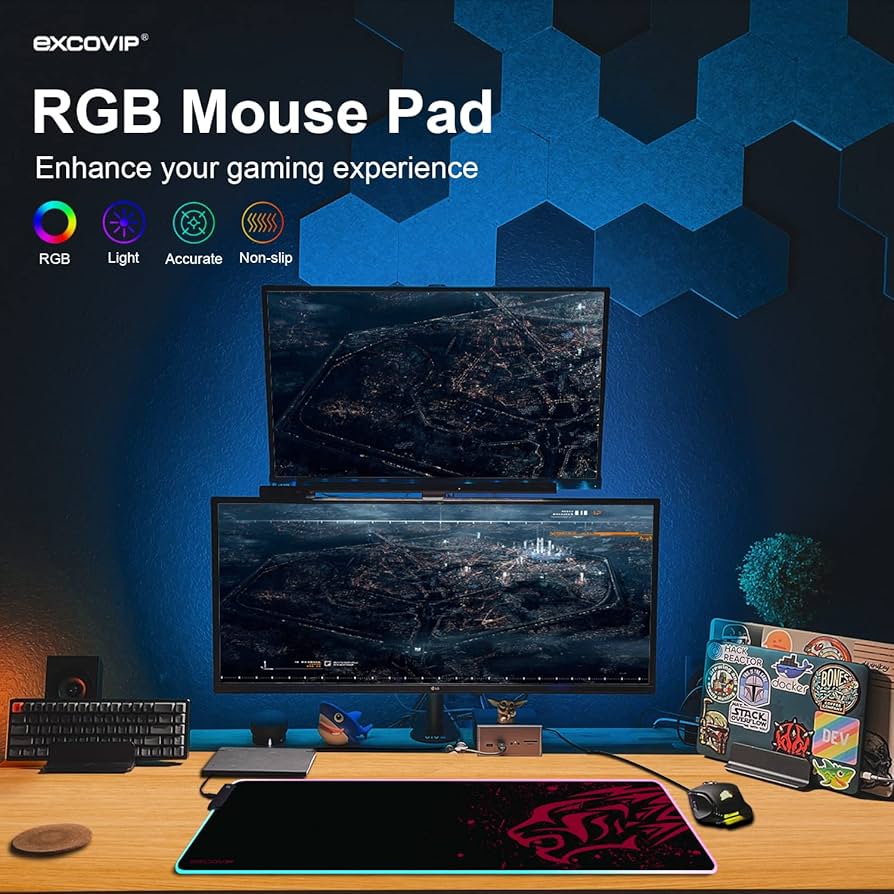 Amazon.co.jp: excovip RGB ゲーミングマウスパッド 大型 800*300*4mm