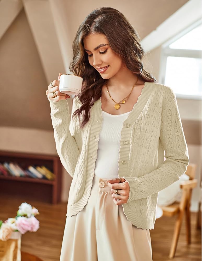 KANCY KOLE Cropped Cardigan Sweater for Women Lightweight Long