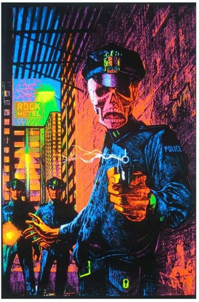 Name Of The Law Zombie Blacklight Poster Classic Retro Trippy