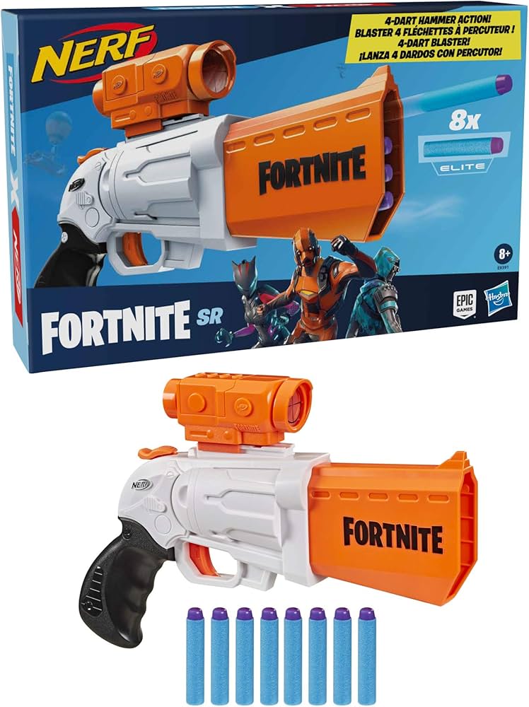 Amazon.com: Nerf Fortnite SR Blaster - 4-Dart Hammer Action