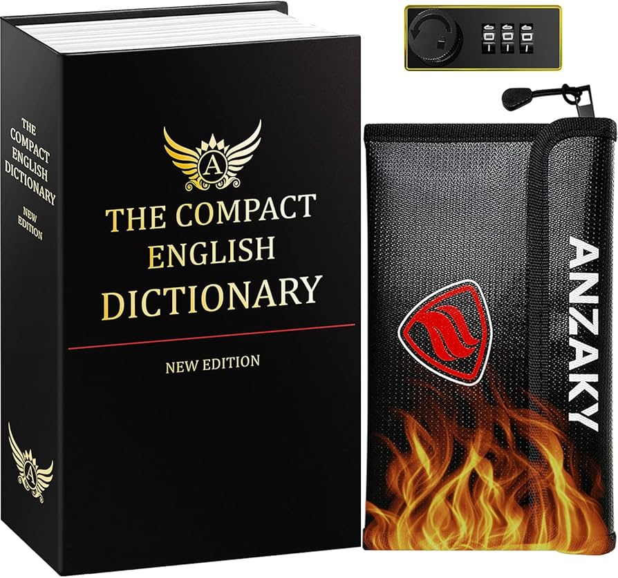Dictionary Diversion Book Safe with Combination Lock and Fireproof