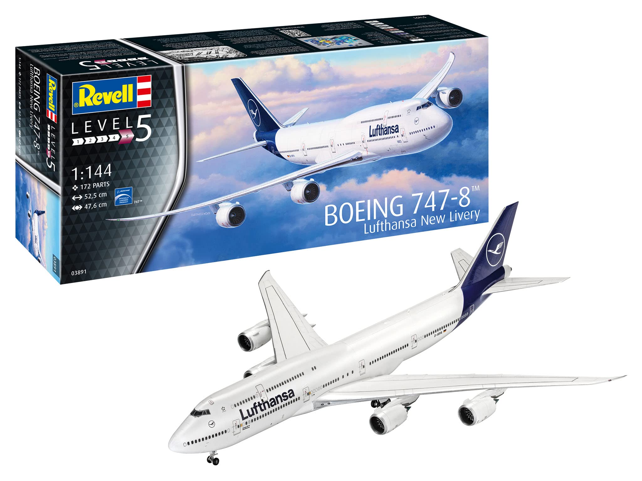 Amazon.com: Revell 03891, Boeing 747-8 Lufthansa New Livery, 1:144